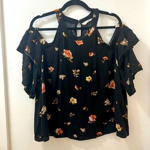 Floral Open Shoulder Top Size XL